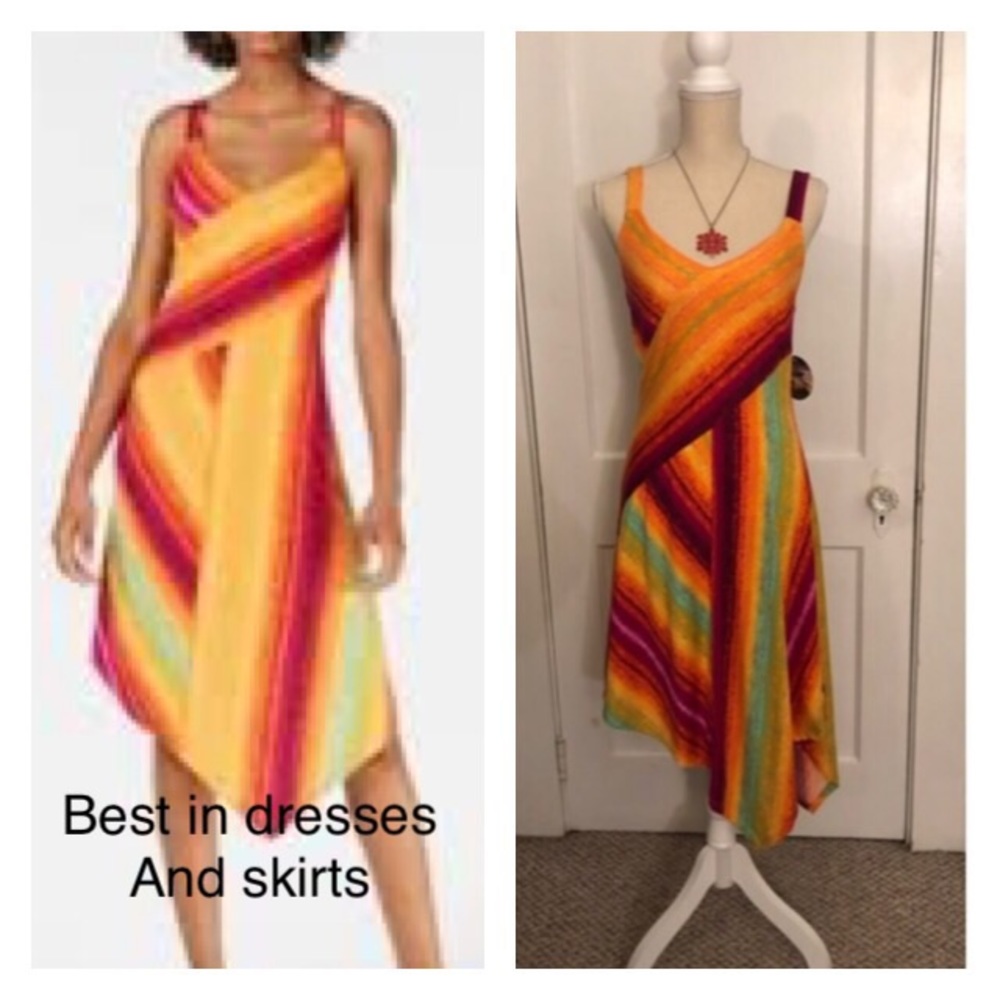 BeBop asymmetric blur strip maxi dress